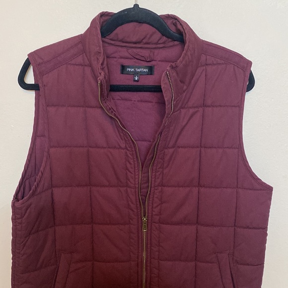 Pink Tartan Maroon Quilted Vest - Sz. L - Picture 2 of 2